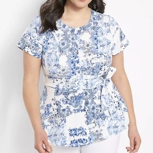 Lane Bryant | Blue and White Lena 112 Blouse | Size 18